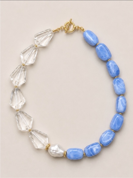 Jewelry - New! Preppy Colorful Blue Mixed Beaded Necklace NWOT 5054